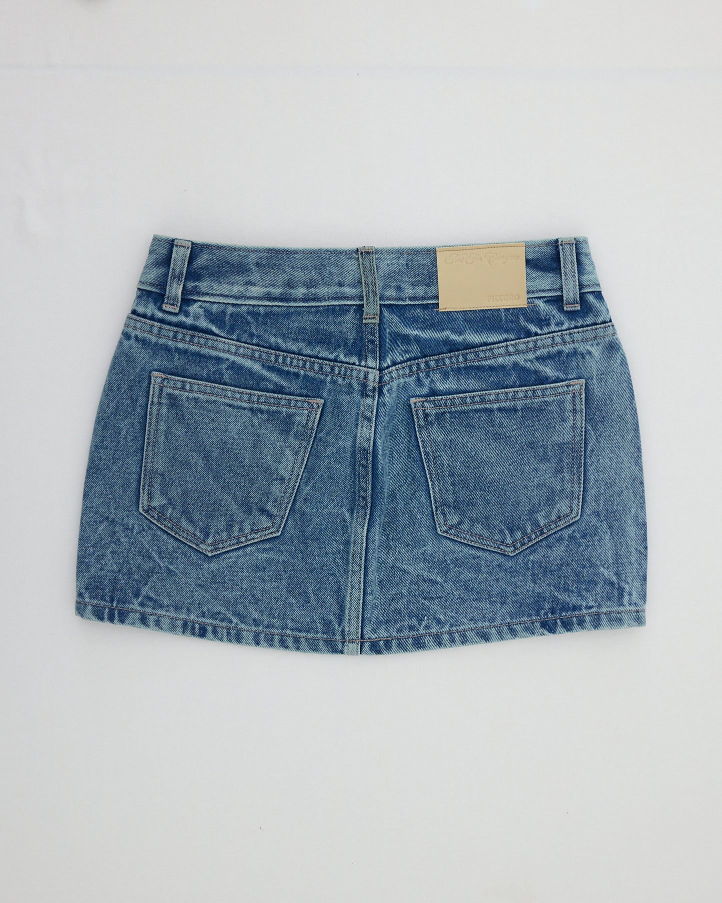 NFE x PICCORO - Eyelet denim mini skirt