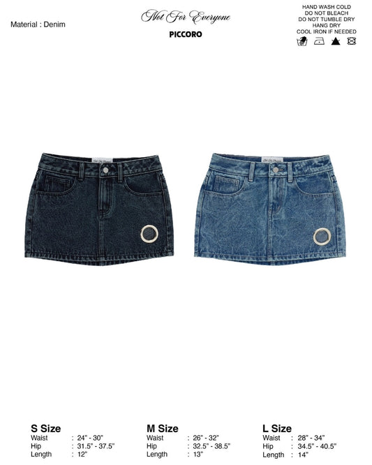 NFE x PICCORO - Eyelet denim mini skirt