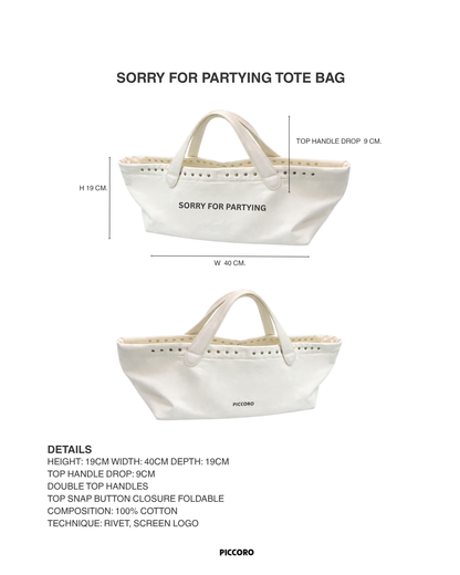 Piccoro - "SORRY FOR PARTYING" tote bag