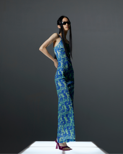 Piccoro - Milky Way maxi dress blue&green